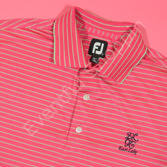 Footjoy Shirt Mens M Pink East Lake Golf Club Jersey Performance Stretch Striped - Picture 1 of 6